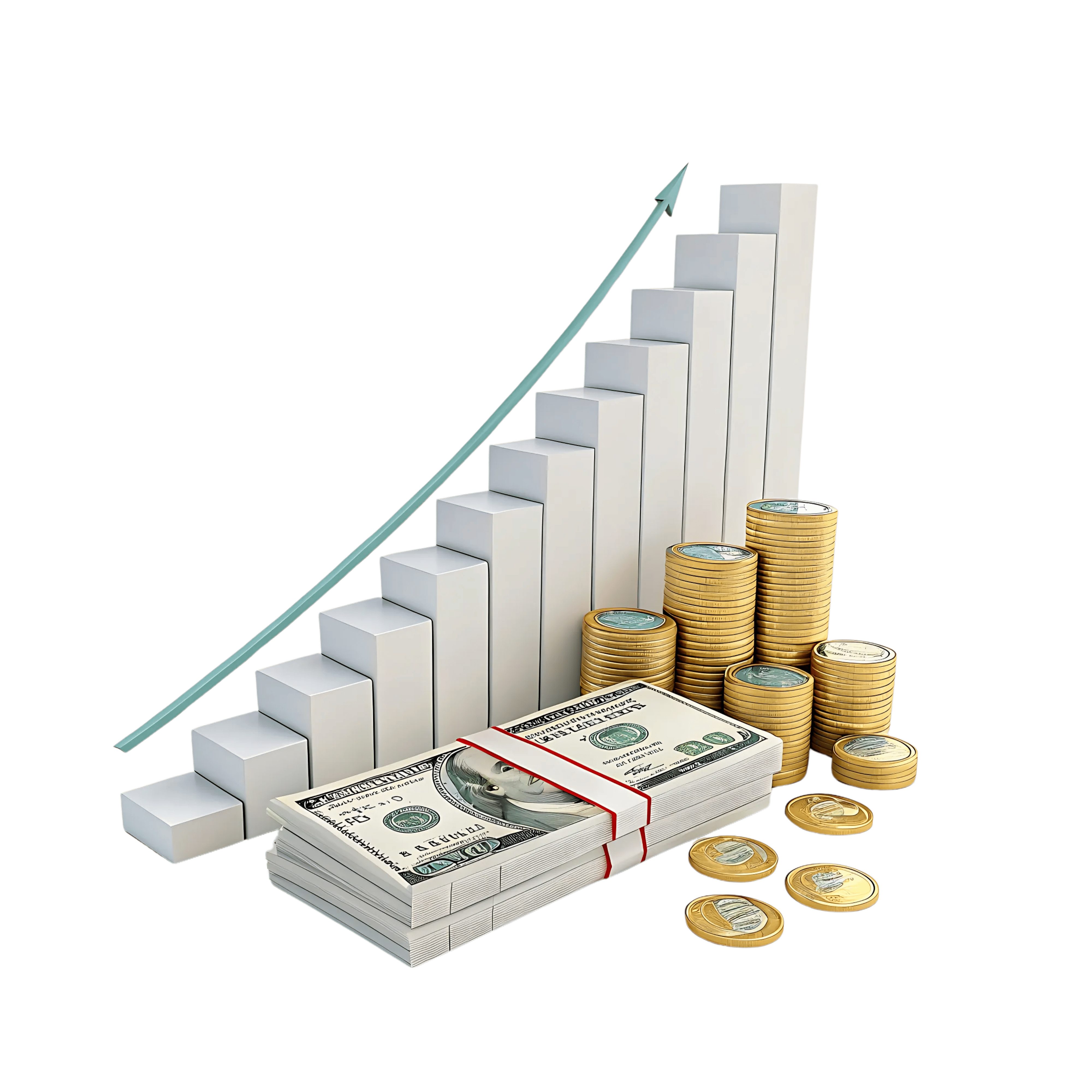 Gráfico de crescimento e dinheiro